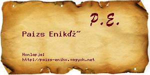 Paizs Enikő névjegykártya